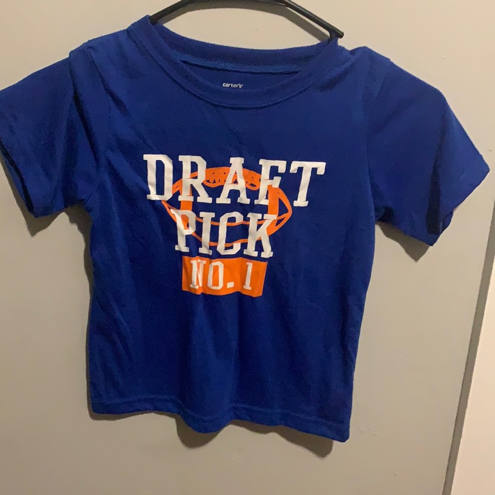 Blue , orange , and white shirt size 6
